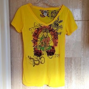 🔥Lucky Brand - Yellow Embroidered Fancy T-Shirt